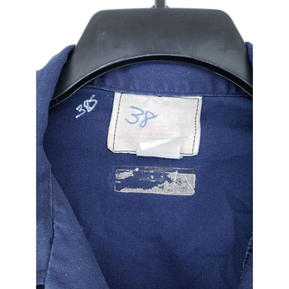 Mens Size 38 Blue Long Sleeve Coveralls Cotton Blend Workwear Durable Zip - Picture 8 of 10